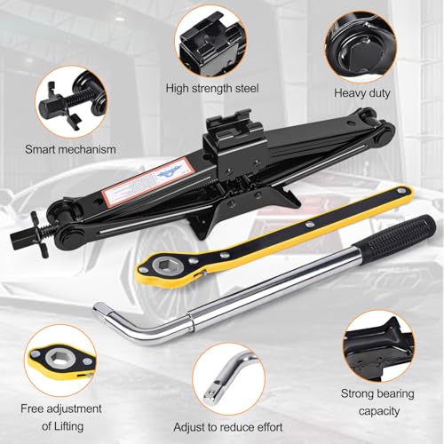 Scissor Car Jack 2.5 Ton (5511 lbs) Tire Changing Kit with Lug Wrench - Emergency Kit for Car, SUV, MPV - size: 2.5T