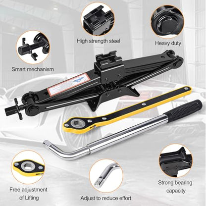 Scissor Car Jack 2.5 Ton (5511 lbs) Tire Changing Kit with Lug Wrench - Emergency Kit for Car, SUV, MPV - size: 2.5T