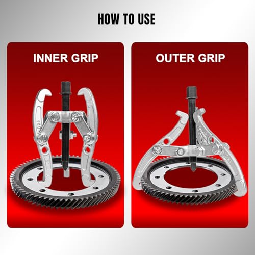 BIG RED 3 Jaw Gear Puller Set: 3/4/6'' Bearing Puller Kit for Gearing, Pulley and Bearing Removal with Reversible Jaws