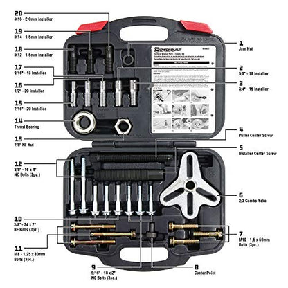 Powerbuilt Harmonic Balancer Puller and Installer Tool Set, Install and Remove Kit, Cars and Light Trucks, Storage Case - 648637 - style: 30 Piece