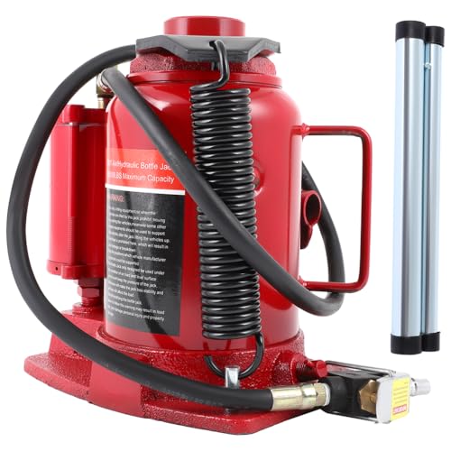 Pneumatic Air Hydraulic Bottle Jack 30 Ton (66 000 Lbs) Heavy Duty Auto Truck Repair Red