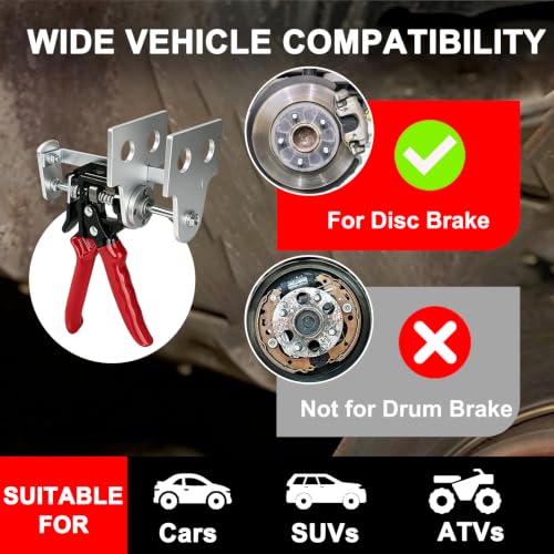 Quick Brake Caliper Compression Tool for Quad Piston Disc Brake Calipers | Heavy Duty Brake Piston Compressor for Brake Pad Replacement, Also Works with Many Single & Dual Push-In Brake Calipers