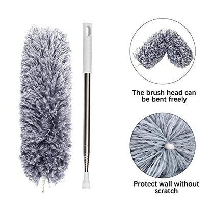 DELUX Microfiber Feather Duster Extendable Duster with 100 inches Extra Long Pole, Bendable Head & Long Handle Dusters for Cleaning Ceiling Fan, High Ceiling, Blinds, Furniture & Cars Gray - color: Gray