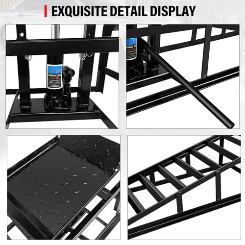 2 Pack Hydraulic Car Ramps 5T 11000lbs Low Profile Vehicle Lift Ramps | Heavy Duty for Truck Trailer Garage Service Adjustable Hydraulic Car Ramps for Automotive Maintenance (Black)