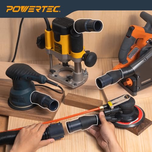 POWERTEC Power Tool Hose Kit with 10’ Vacuum Hose, 4 Quick Change Adapters & Threaded Coupler – Dust Collector Hose Kit for Connecting Table Saw, Power Tools to Shop Vacuums and Dust Collection System - size: 10 Ft. Hose Kit