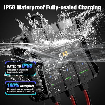 3 Bank Marine Battery Charger 5X3, 15A (5A/Bank) - 15A Onboard Charger, 12V Waterproof Boat Battery Charger, Battery Maintainer for SLA/AGM, Lithium, Calcium - Charged 24/7