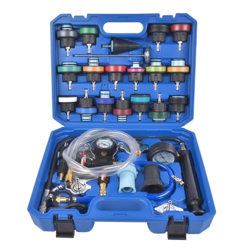 Radiator Cooling System Pressure Tester Kit, 31pc Master Coolant Vacuum Refill Kit with 23 Radiator Adapters, Coolant Pressure Tester Kit with Vacuum Pump Vacuum Purge & Refill Tool
