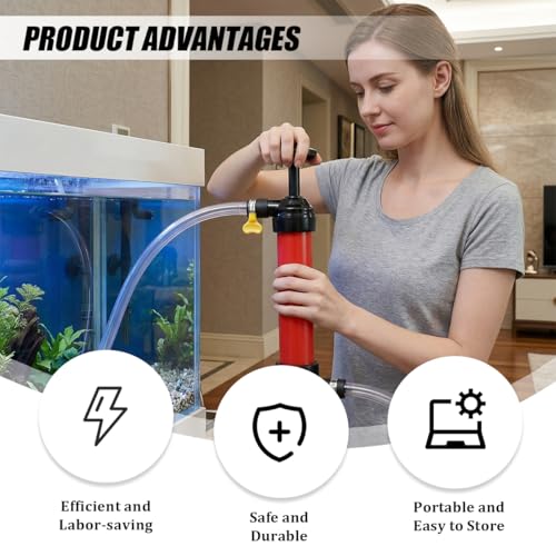 Car Liquid Transfer Pump, Multi-Use Manual Vehicle Transmission Fluid Pump Kit with Air Hose & Clamp, Automotive Gas Oil Transfer Tool, Universal for SUV Caravan Truck
