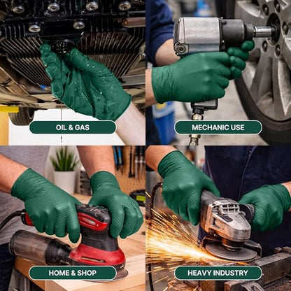 TitanFlex Heavy Duty Industrial Nitrile Gloves with Raised Diamond Texture, 6-mil, Latex Free (Dark Green/Yellow) - color: 02 Dark Green (100ct), size: XX-Large