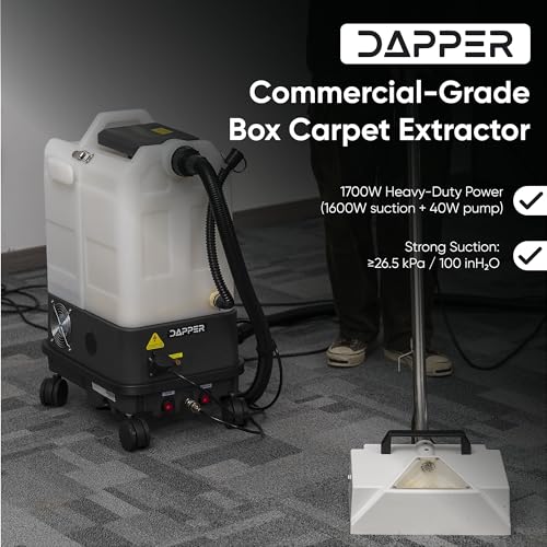 Dapper Commercial Box Carpet Extractor with 13" Motorized Brush Head, Cold Water Extraction, Strong Suction and 6.5 Gal Tanks — Ideal for Hotels, Offices, & Commercial Cleaning - size: 6.5 Gal - Cold Water Extraction