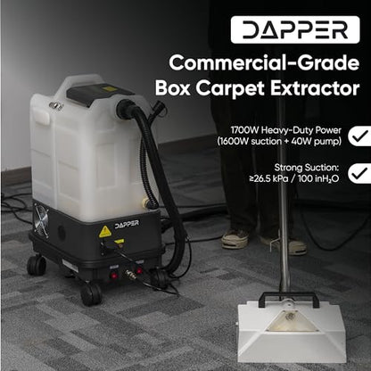 Dapper Commercial Box Carpet Extractor with 13" Motorized Brush Head, Cold Water Extraction, Strong Suction and 6.5 Gal Tanks — Ideal for Hotels, Offices, & Commercial Cleaning - size: 6.5 Gal - Cold Water Extraction