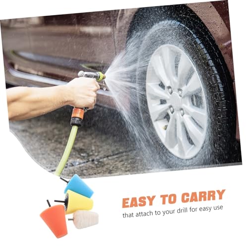 Alipis 4pcs Car Wheel Buffing Kit Durable Sponge Polishing Cone Set for Easy Wheel Hub Cleaning Waxing Compatible with All Car Models