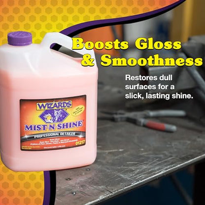 Wizards Mist-N-Shine Professional Car Detailing Spray - Quick Detailer Spray for Cars, Show-Car Gloss, Streak-Free Finish on Paint, Chrome, Glass and Plastic Trim, Wax-Free Formula - 1 Gallon Refill - size: 128 Fl Oz (Pack of 1)