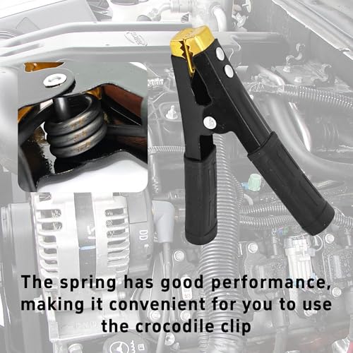 2PCS 600A Insulated Alligator Clips Heavy Duty, Metal Spring Loaded Battery Clamps Black Red Boot, Electrical Test Crocodile Clips for Car Truck Boat Automotive Vehicle - size: 600A