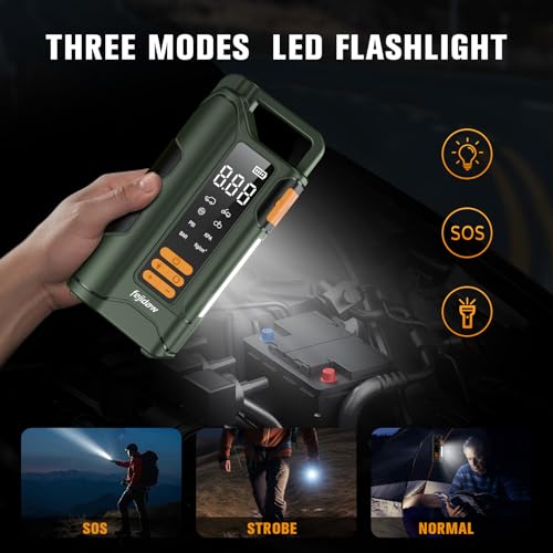 Jump Starter with Air Compressor, 6000A Car Battery Jump Starter, 20000mAh Battery Jumper Starter Portable for 10L Gas/Diesel Engine with 160PSI Booster, LED Display & Light, Jumper Cables - size: 6000A+20000mAh