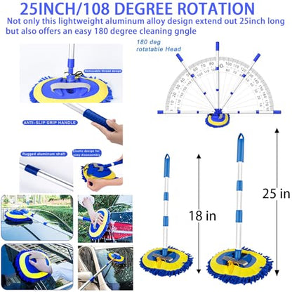 Car Wash Kit with High Power Handheld Vacuum Car Wash Detailing Mop kit | Car Cleaning Kit Detailing Brush Safety Hammer Car Wash Brush Microfiber Gloves Washing Sponge fo Car Washing Kit - size: XXL-11