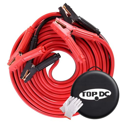 TOPDC Jumper Cables Heavy Duty 0 Gauge 30 Feet 1000Amp Booster Cables for Car Battery, Heavy Duty 2/0 Gauge Cables for Diesel Trucks, with Case, Gloves - size: 0 Gauge, (30FT)