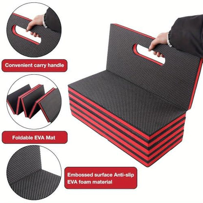 Folding Mechanic Mat 1.1" EVA Kneeling Pad with Handle | Garage Auto Repair, Gardening Workshop, Foldable Design, Knee Support Cushion, Portable Handle
