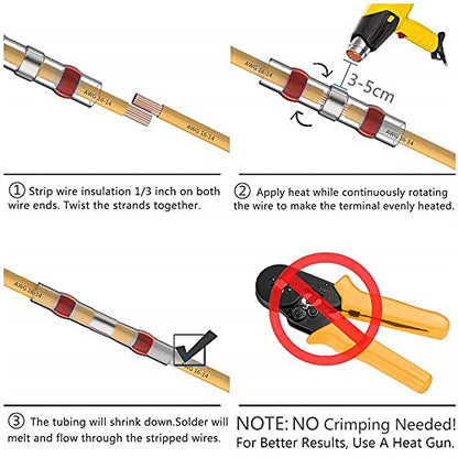 160pcs Heat Shrink Butt Connectors - Solder Seal Wire Connectors Waterproof Heat Shrink Wiring Connectors Insulated Automotive Marine Electrical Terminals AWG22-18 - size: Pro Red 160PCS