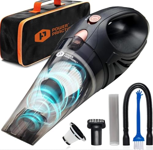 Power Practical Handheld Cordless Vacuum Cleaner, Rechargeable Portable Car Vacuums W/Strong Suction, Bag & Attachments, Small Vac Cleaner for Car, Couch, Home, Car Suction Cleaner - color: Cordless