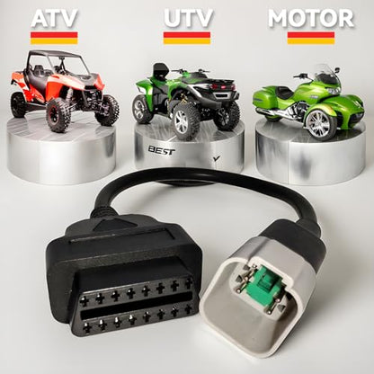 6 Pin to 16 Pin OBD2 Adapter Cable for BRP & CAN-AM, Motorcycle Diagnostic Tool Connector Fits for CAN-AM Spyder, ATV, UTV and BRP Moto Bike