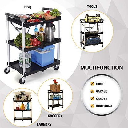 Olympia Tools 85-188 Pack-N-Roll Folding Collapsible Service Cart, 150LB Capacity, Black - color: Black, size: 150LB