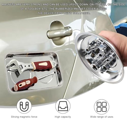 2 PCS Magnetic Parts Tray Set, Stainless Steel 5.6"×2.5" Square Magnetic Tool Tray for Mechanic's, Thickened Magnet Parts Tray for Screws, Bolts, Nuts, Washers, Pins - color: 5.6"×2.5" Square