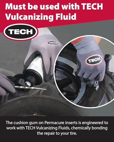 TECH Permacure II Insert Plugs, 3-3/4" (95mm) – Heavy-Duty Natural Rubber for Stronger Flat Fixes, Compatible with Tubeless Plug Kits, Box of 50, Professional-Grade Repair Solution