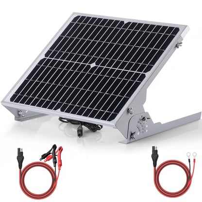 SUNER POWER 24V 20W Solar Battery Charger Maintainer, Built-in Ultra Smart MPPT Charge Controller, Waterproof 20 Watt Solar Panel Batter Trickle Charging Kit