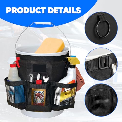 Multi Purpose Car Bucket Wash Tool Organizer Container, Fishing Storage Bag for 5 Gallon Bucket Hiking Camping Cooking Cleaning Garden Fishing Tools Supplier Bag Only