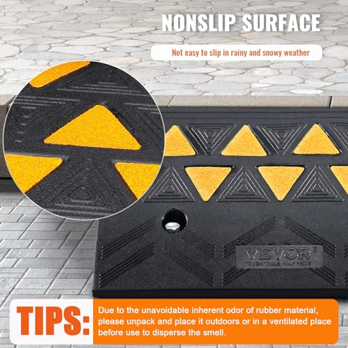 VEVOR Rubber Curb Ramp 5" Rise Height 2 Pack, Heavy-Duty 33069 lbs/15 T Capacity Threshold Ramps, Rubber Driveway Ramps for Cars, Carts, Dollies, Motorcycle, Bikes, Wheelchairs - size: 5" H