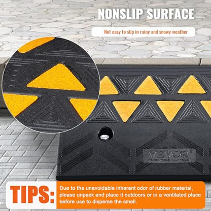 VEVOR Rubber Curb Ramp 5" Rise Height 2 Pack, Heavy-Duty 33069 lbs/15 T Capacity Threshold Ramps, Rubber Driveway Ramps for Cars, Carts, Dollies, Motorcycle, Bikes, Wheelchairs - size: 5" H