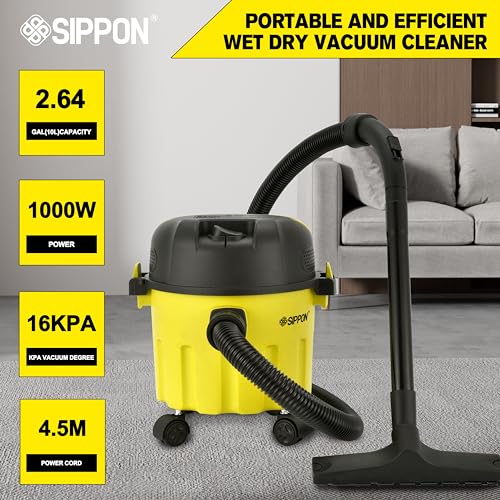 Wet-Dry Vacuum, 3-in-1 Portable Shop Vacuum Cleaner with 2 Peak HP Power Suction, Lightweight Wet Dry Vacuum with Blower & Wall Mount Design for Car, Pet Hair, Hard Floor - size: 1000W--4.5M