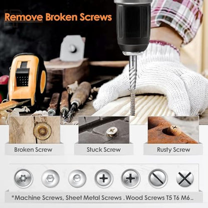 49PCS Screw Extractor Bolt Extractor Set with Left Hand Drill Bit Set, Multi-Spline Easy Out Broken Bolt Kit, Bolt Remover for Broken Stripped Rounded-Off Bolts Rusted Nuts Screws - size: 49PCS