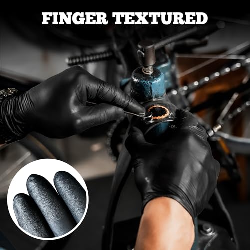 TitanFlex Disposable Nitrile Exam Gloves - 6-mil, Black, Heavy Duty, Latex Free, Food Safe for Cooking - size: Medium