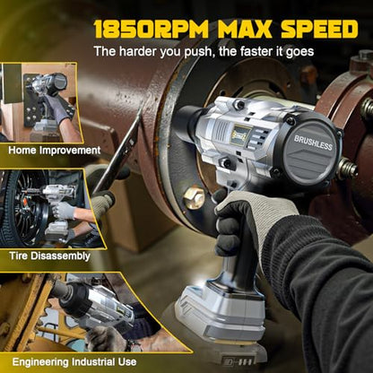DIYtoolifz Cordless Impact Wrench 1/2" Compatible with DeWalt 20V Battery, 1700 Ft-lbs (2300 Nm) High Torque Impact Driver, Electric Impact Gun with 4 Modes & LED Light for Car, Truck(Bare Tool) - size: 1/2 inch, style: Compatible with Dewalt 20V Battery
