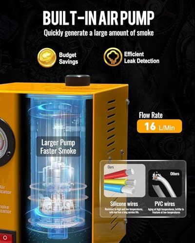 Smoke Machine Automotive with Built-in Air Compressor, Professional Smoke Leak Detector for Car, Diagnostic Leak Tester Tools for EVAP, Vacuum, Fuel and More Leak Testing