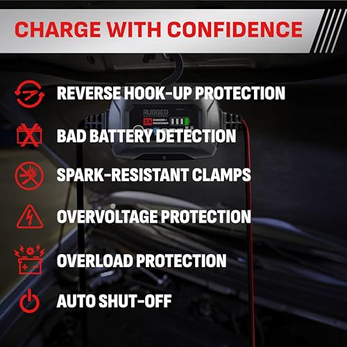 Schumacher Electric Rugged 3A Car Battery Charger and Maintainer, 3-in-1 Solution, for 6V/12V Power Sport, Automotive, and Marine Batteries, SC1681