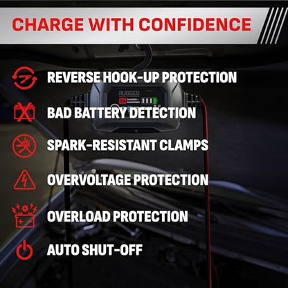 Schumacher Electric Rugged 3A Car Battery Charger and Maintainer, 3-in-1 Solution, for 6V/12V Power Sport, Automotive, and Marine Batteries, SC1681