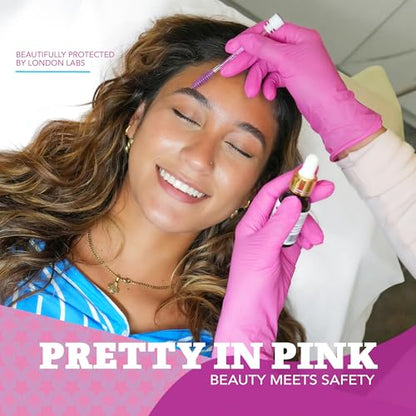 London Labs 4 Mil – Fuchsia Pink Nitrile Gloves – Disposable Latex Free & Powder Free– Chemical Resistant, Pink Rubber Gloves - size: X-Large, style: Bubblegum - 100 Count