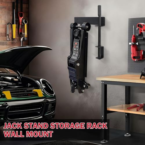 Floor Jack Stand Wall Mount Rack Organizer, Car Hydraulic Trolley Jack Stand Holder Storage Brackets for Tower Racing Trailer Accessories Tool