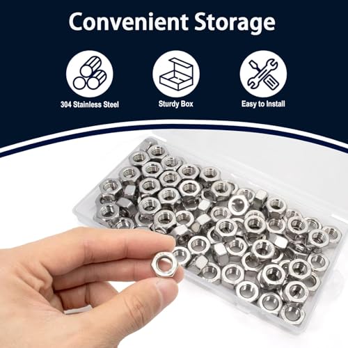 90Pcs M8-1.25mm Hex Nuts, 304(A2-70) Stainless Steel Nuts, Standard Metric Thread Nuts