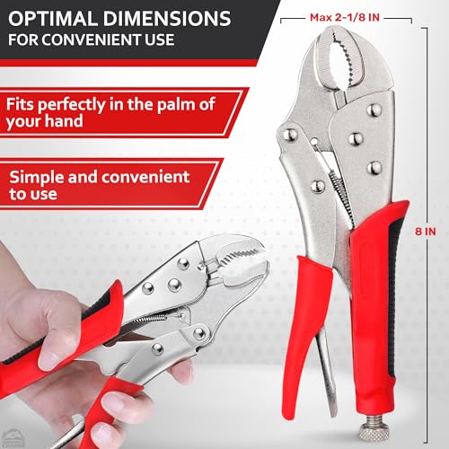 Locking Pliers 8 Inch Heavy Duty – Adjustable Vice Grips Pliers with Anti-Slip Rubberized Plastic Handles, Alloy Steel Curved Jaw & Strong Locking – for Plumbing, Welding, Automotive & Woodworking - color: Vise Grips
