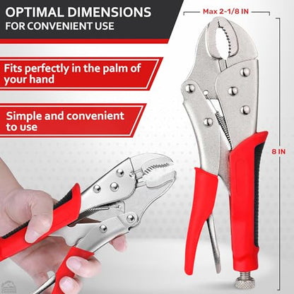 Locking Pliers 8 Inch Heavy Duty – Adjustable Vice Grips Pliers with Anti-Slip Rubberized Plastic Handles, Alloy Steel Curved Jaw & Strong Locking – for Plumbing, Welding, Automotive & Woodworking - color: Vise Grips