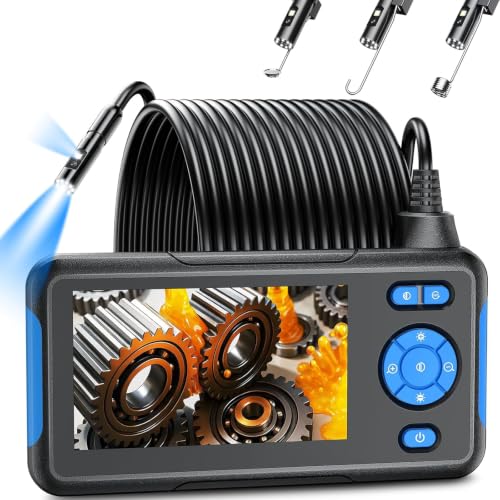 T TAKMLY Endoscope Camera with Light, 4.3'' Inspection Snake Cameras, 1080P HD Borescope, Dual Lens, IP67 Waterproof Snake Camera for Inspecting Walls, Vents, Automotive Engines, Pipes, 16.4FT