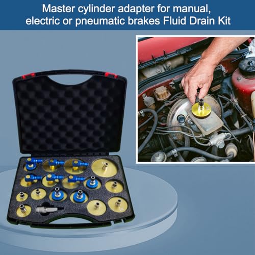 Bleeder Adapter Kit 17PCS Master Cylinder Bleeder Kit, Brake Bleeder Adapter car, with Storage Box, for Most Vehicle Brake Fluid Systems