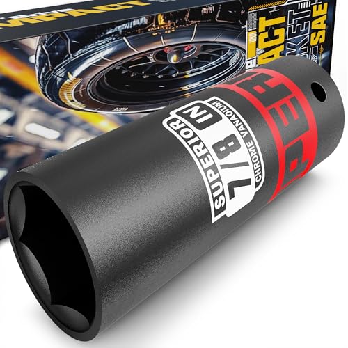 1/2" Drive Impact Socket, 7/8 inch Deep Socket, SAE, 6 Point, CR-V, for Car Repair, Loosen the Fastening Nut - size: 1/2" Drive 7/8 Inch Deep