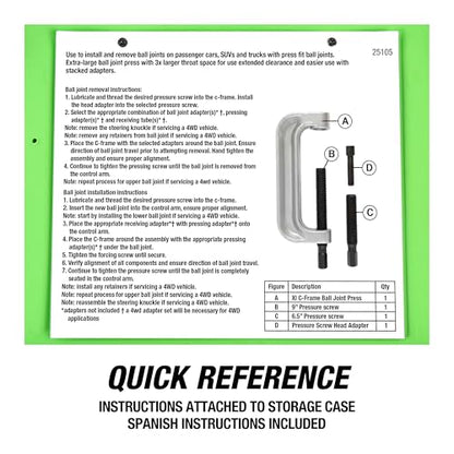 OEMTOOLS XL C-Frame Ball Joint Press Kit, Press Fit Removal for Trucks - style: XL C-Frame Ball Joint Press Kit