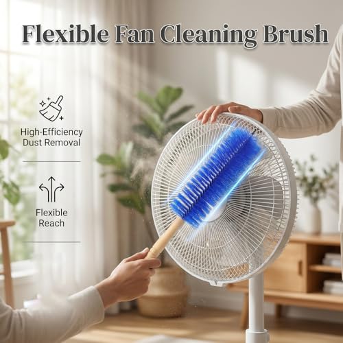 Fan Cleaning Brush, 2026 New Bendable Microfiber Head Dusting Brushes, Reusable Fan Cleaner Brush Dust Remover for Electric Fans, Air Conditioning, Car Vents and Blind，Blue：43cm - color: Blue, size: 43cm