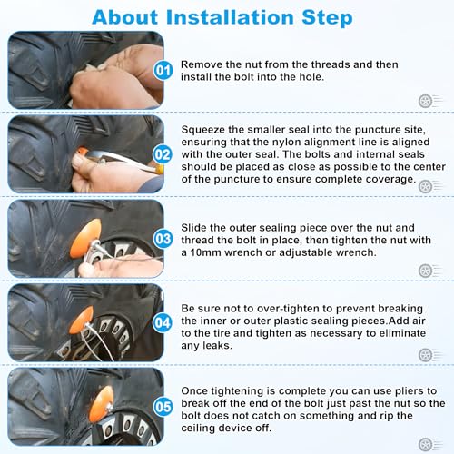 Sidewall Plug Tire Repair Kit—Replacement for Side Wall Slug ATV，UTV ，SXS ，Lawn Mower,Tractor, RZR,Talon, KRX,Golf Cart, and Snow Blower— Repairs Side Tears Up to 1.5 Inch - size: 1 Pack